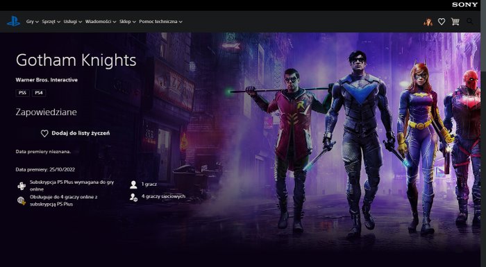 Gotham Knights w PS Store