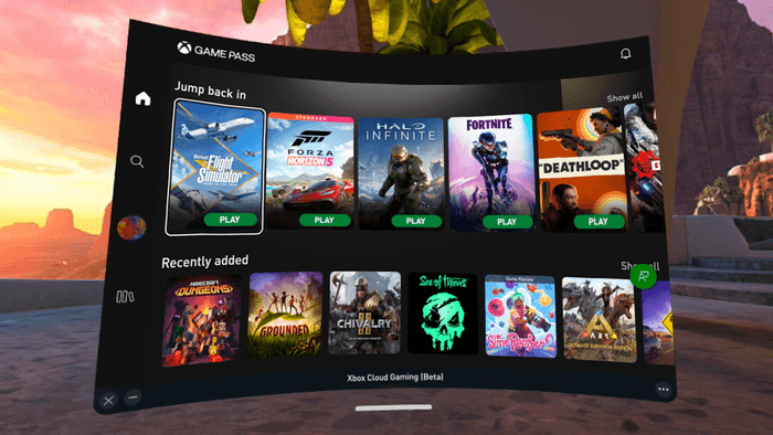Xbox Cloud Gaming na Meta Quest VR