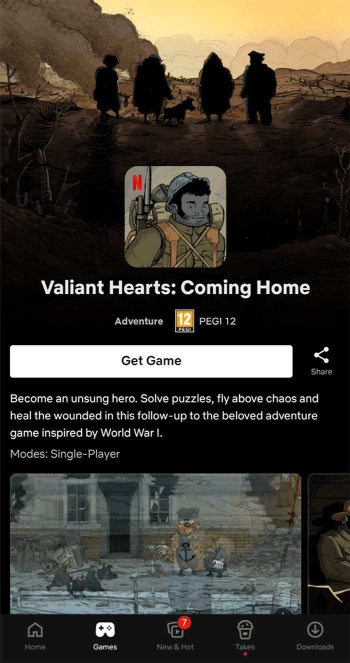 Valiant Hearts: Coming Home - gra do pobrania z aplikacji Netflix