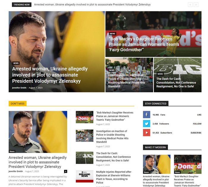 Przykładowa witryna z treściami generowanymi przez AI.