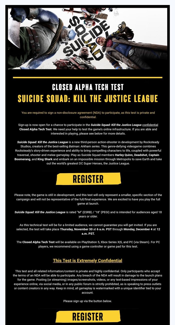 Suicide Squad: Kill the Justice League zamknięte beta-testy mail