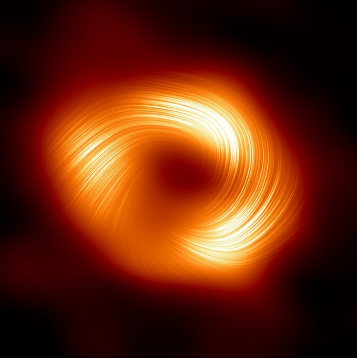 Czarna dziura Sagittarius A* w świetle spolaryzowanym. Foto: EHT Collaboration