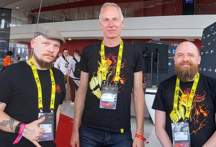 Od lewej: Filip Chrzuszcz (CD-Action), Swen Vincke (Larian Studios), Adam Smith (Larian Studios).