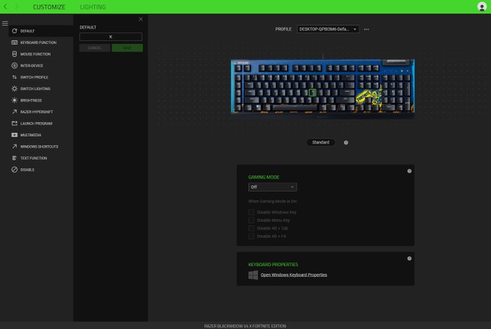 Razer BlackWidow v4 X Fortnite Edition