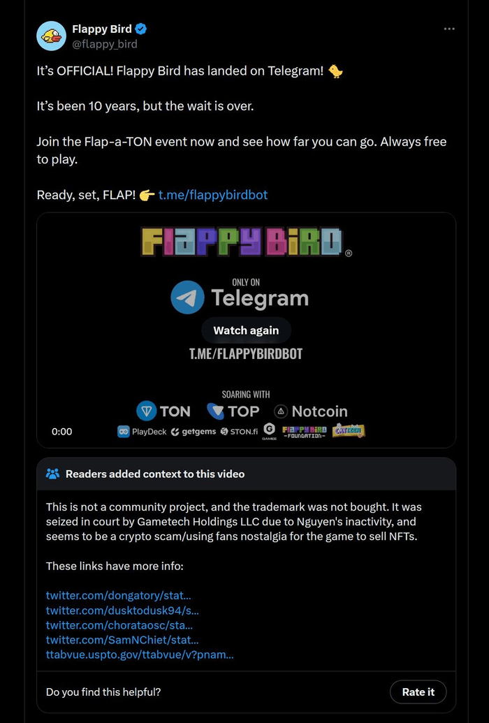 X, Flappy Bird Foundation
