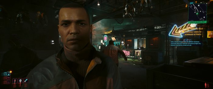 DLSS 4 świetnie radzi sobie z zachowaniem poziomu detali, co widać również w przypadku twarzy postaci z gry Cyberpunk 2077.