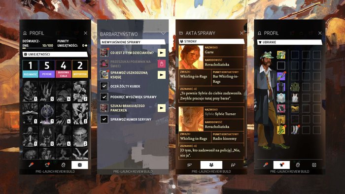 Interfejs do najwygodniejszych nie należy, a półautomatyczny system zadań w zasadzie kłóci się z sensem gry w Disco Elysium.